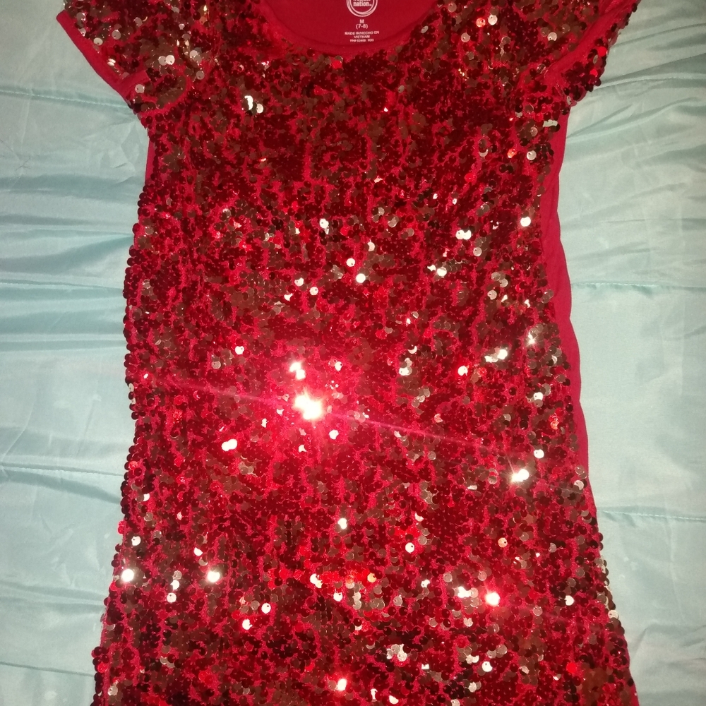 Red, gold dress